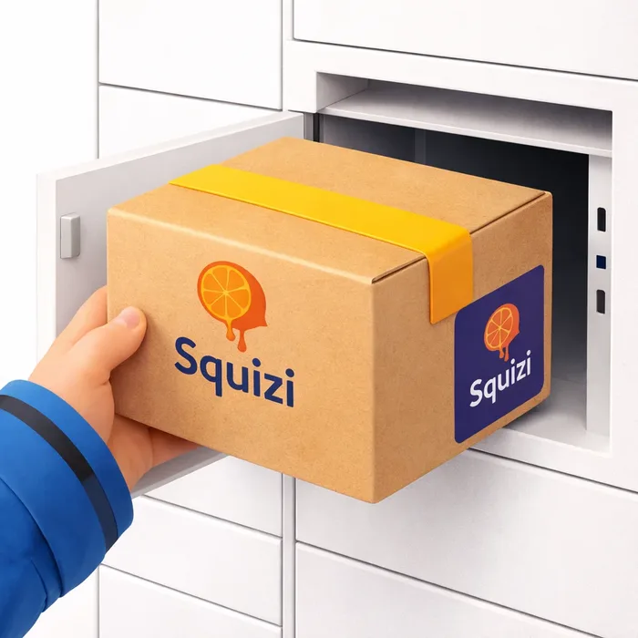 Paczka Squizi z urządzeniem i materiałami gotowa do wysyłki